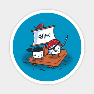 Funny Cute Kawaii Sushi Pirates for Kids and Sushi Lovers Magnet